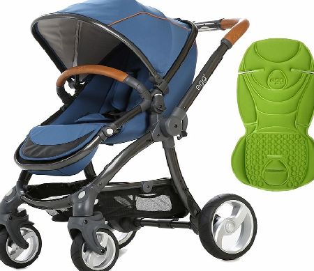 egg Stroller Gunmetal/Petrol Blue With Key Lime