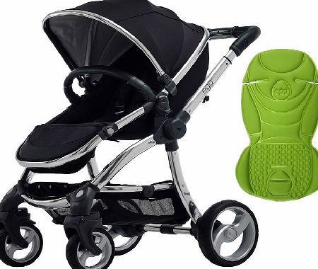 egg Stroller Mirror/Gotham Black With Key Lime