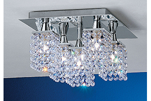 Eglo Lighting Pyton Modern Chrome Ceiling Light With Lead Crystal Shades