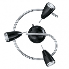 Riccio Black and Chrome Ceiling Light with 3 Spots