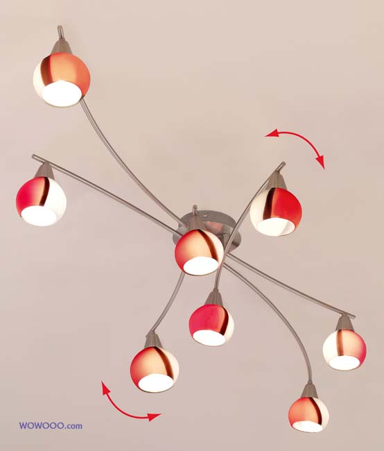 EGLO Lucia Red- White- Black Ceiling Light - 8 lamp