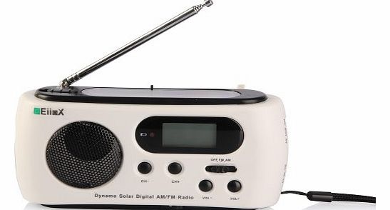 Portable Solar Powered AM/FM Digital Radio with Flashlight, Hand Crank Dynamo and USB Port