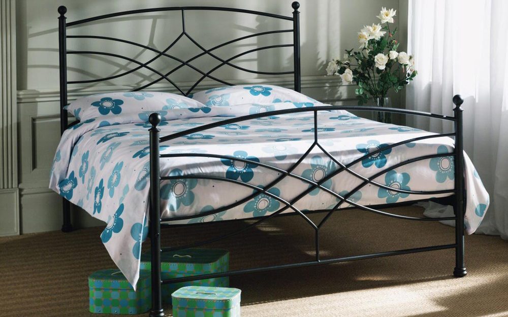 Elan Neptune Black Metal Bedstead, King Size,