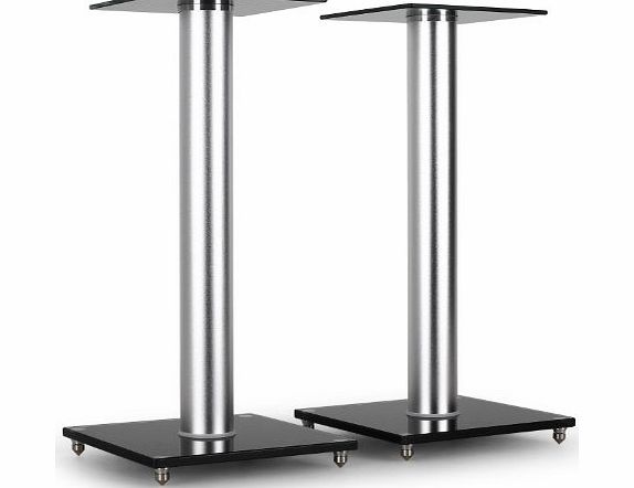 Electronic-Star Home Cinema Hifi Speaker Stands - Glass/Aluminium - 58cm