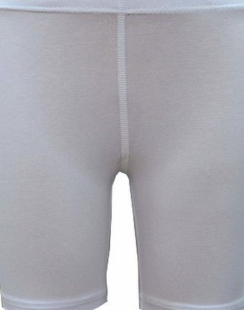 elegance1234 GIRLS COTTON LYCRA SHORT LEGGINGS ABOVE KNEE STRETCHY QUALITY FOR SCHOOL/SPORT ***SAME DAY POSTING*** (7-8 YEARS, WHITE)