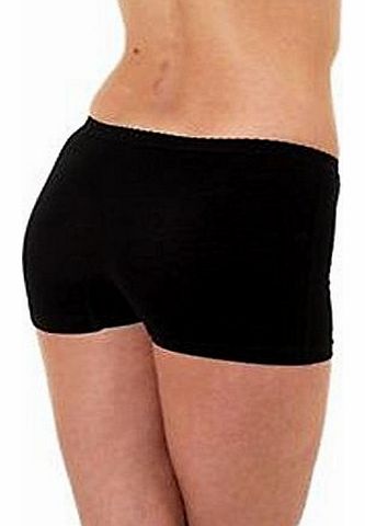 elegance1234 LADIES SUPERB SOFT STRETCH COTTON LYCRA SEXY SHORTS (Medium UK 12, Black)