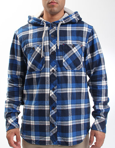 Heron Hooded flannel shirt