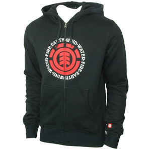 Mens Element Elemental Full Zip Hoody. Black