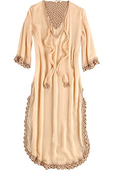 Elissa Coleman Flamingo crochet trim kaftan