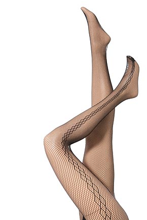 Ladies 1 Pair Elle Diamond Back Seam Fishnet Tights Black Med