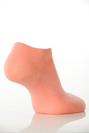 Ladies 1 Pair Elle Fine Pima Cotton Plain Trainer Liner In 20 Colours Candy Peach