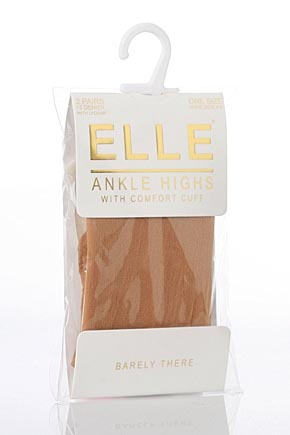 Elle Ladies 2 Pair Elle 15 Denier Ankle Highs With Comfort Cuff In 9 Colours Barely Black