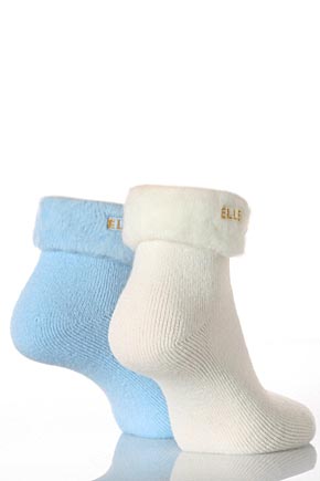 Elle Ladies 2 Pair Elle Original Cosy Bed Socks In 2 Colours Lilac and Cream