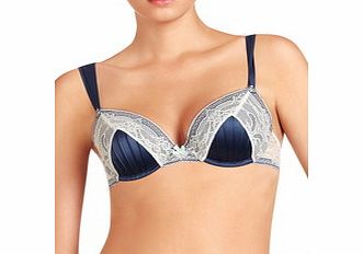 Duo blue and cream contour bra