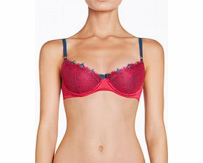 Elle Macpherson Eyelash red and blue balconette bra