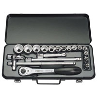 19 Piece 1/2andquot Square Drive Metric Socket Set