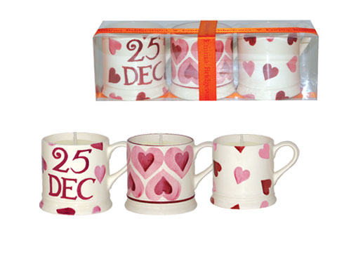 Emma Bridgewater Hearts 3 Mini Mug Candles