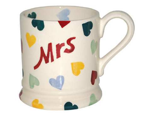 EMMA BRIDGEWATER Polka Hearts Mrs Half Pint Mug