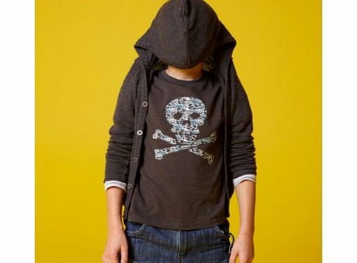 Emma Bunton Boys Black Skull Slub Top - 2-3 Years