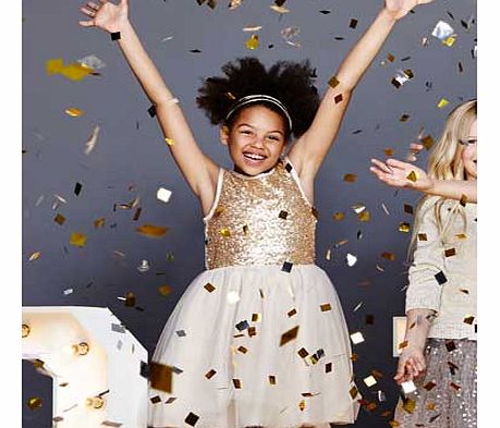 Emma Bunton Girls Gold Sequin Net Dress - 2-3