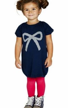 Emma Bunton Girls Navy Bow Knitted Dress - 2-3