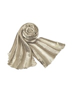 Emporio Armani Devore Striped Logo Pleated Shawl