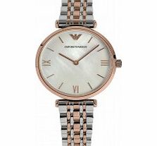 Emporio Armani Ladies Gianni T-Bar Pearl and