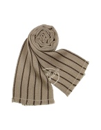 Logo Striped Wool Long Scarf