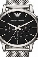 Emporio Armani Mens Luigi Black and Silver Mesh