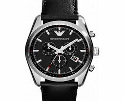 Emporio Armani Mens Tazio Black Leather Strap