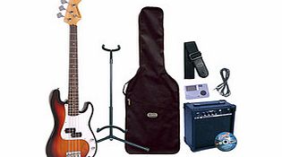 Encore E4 Bass Guitar Outfit Sunburst