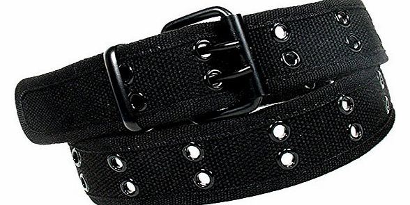 Enimay Designer Double Hole Canvas Belt Black Buckle Black X-Large