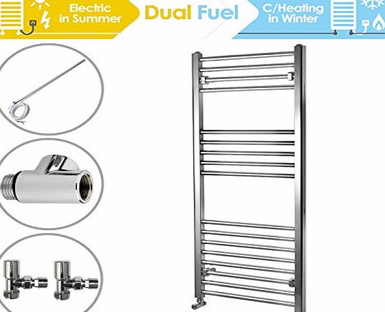 ENKI 1200 x 500 mm Straight Heated Towel Rail Radiator incl. Dual Fuel Kit