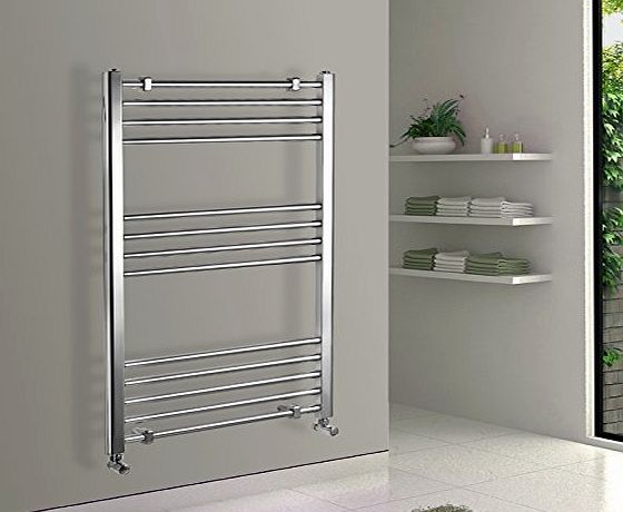 ENKI Straight Chrome Heated Bathroom Towel Rail Radiator Flat 1000 x 600 mm