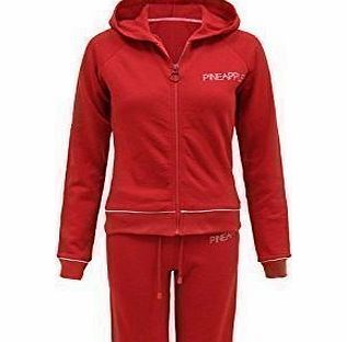  WOMENS LADIES PINEAPPLE STUD HODDIE JOGGING SUIT SWEATSHIRT PANTS TRACKSUIT RED SM