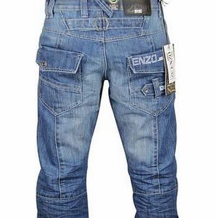 Enzo Mens Designer Enzo EZ243 EZ244 Jeans. Light Blue Dark Blue Straight Leg Waist Size 28 30 32 34 36 38 40 42 44 46 48 36 Long Dark Wash (EZ244)