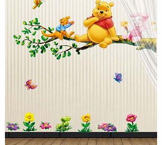 Eozy Winnie the Pooh and Tiger Sitting on the Branch (2 pages) Mural Wall Stickers Home Art Deco Wall Dec