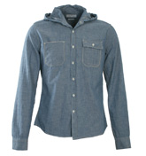 Denim Look Hooded Shirt