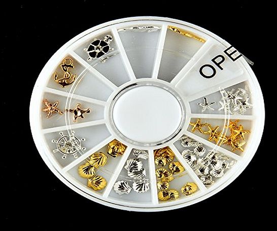 Eshylala B-Comrade(TM) 3D Nail Art Decoration Ocean Alloy Jewelry Rhinestones Wheel