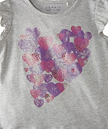 Esprit Girls 015EE7K007 Heart T-Shirt, Oxford Grey Melange, 6 Years (Manufacturer Size:116 )