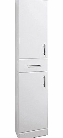 Essentials Tall White High Gloss Storage Cabinet Bathroom Furniture