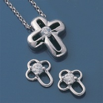 white gold cubic zirconia cross pendant