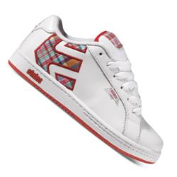 etnies Girls Fader Skate Shoes - White/Plaid