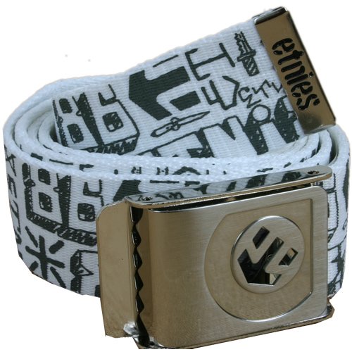 Mens Etnies T3 Graphic Web Belt 100 White