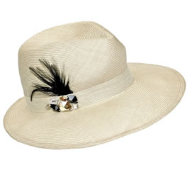 Eugenia Kim Natural Sisal Fedora with Feathers