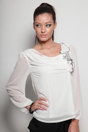 Chiffon Contrast Frill Ruffle Blouse