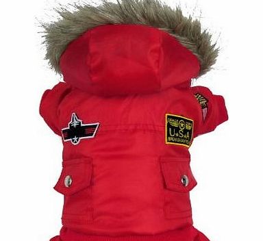 Evergreens Air Man Design Pet Dogs Winter Coat (L, Red)