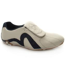 Male Wakataka Denim Leather Upper in White and Navy