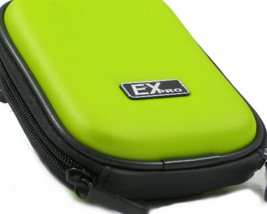 Ex-Pro Green Hard Clam Shock proof Digital Camera Case Bag CR299I for Vivitar ViviCam 5015, 5018, 5020, 5024, 5399, 7690, 8018, 8025, 8225, 8324, DVR510, T234, T328, X024, X327, X329 amp; More.