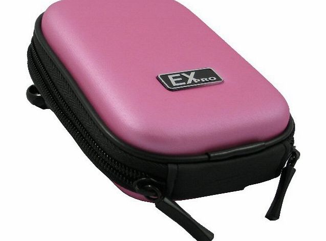 Ex-Pro Pink Hard Clam Shock proof Digital Camera Case Bag CR315E for Vivitar ViviCam 5015, 5018, 5020, 5024, 5399, 7690, 8018, 8025, 8225, 8324, DVR510, T234, T328, X024, X327, X329 amp; More.